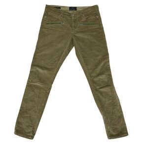 Lucky Brand Charlie Skinny Corduroy Zip Pants Khaki Olive Green Women's 4 27